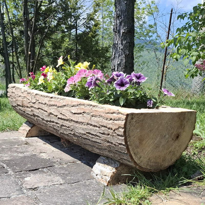 fioriera in tronco di legno massello